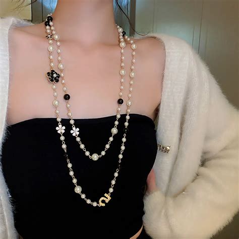 chanel pearl necklace dupe|fake chanel necklace.